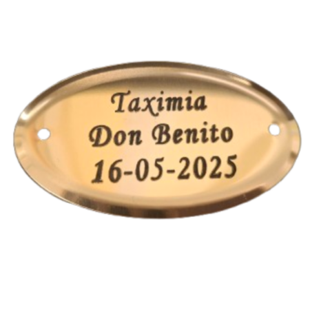 Chapa grabada brillo  DE 5 X 3 cm "incluye clavitos"