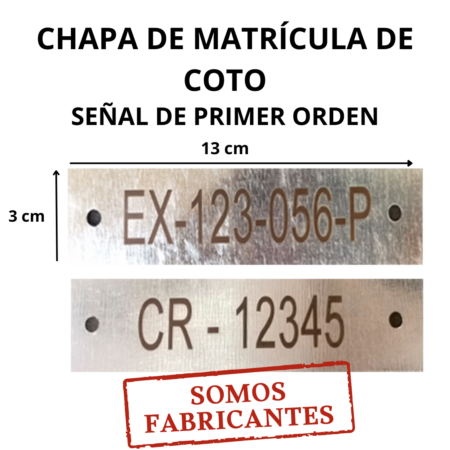 Placas de matrícula de coto de primer orden
